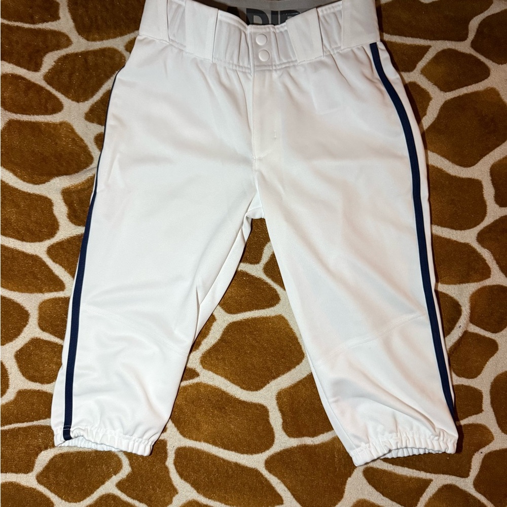 adidas Kids White Pants with Navy Stripes